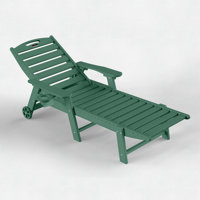 Wood Texture Lounge Chaise Outdoor Pool Lounge Chair Swimming Reclining Outdoor Chaise Lounge With Wheels by Winston Porter