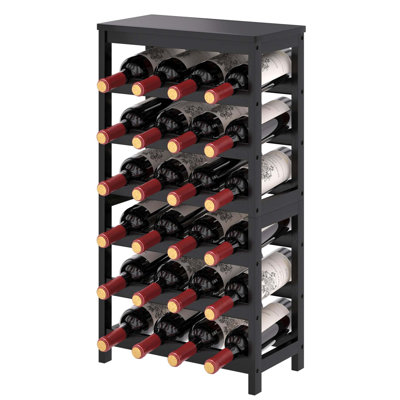 24-Bottle Wine Rack Freestanding Floor, 6-Tier Wine Storage Shelves Stackable Wine Display Rack by Red Barrel Studio