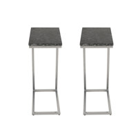 Elicia Solid Marble Modern Luxury Glam Accent C-Table (Set of 2) by Ebern Designs