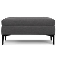 Rebecca 36"W Upholstered Linen-Look Fabric Mid-Century Modern Rectangular Lift-Up Coffee Table Storage Ottoman with Hidden Storage