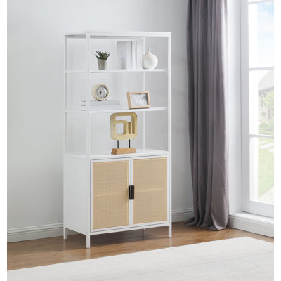 Benioff 3-Shelf Radio Weave Cane Metal Accent Cabinet by Bay Isle Home
