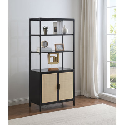 Benioff 3-Shelf Radio Weave Cane Metal Accent Cabinet by Bay Isle Home