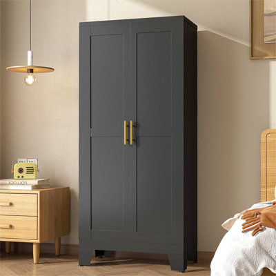 Winston Porter Modern Freestanding Wardrobe Armoire with Two Door by Winston Porter