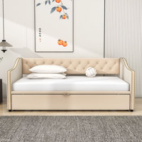 Twin Wood Upholstered daybed with Twin Trundle by Lark Manor