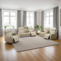 Electric 3-Piece Breathing Leather Living Room Recliner Set, Sofa,Loveseat&Chair by Ivy Bronx