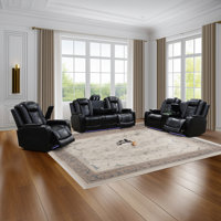 Electric 3-Piece Breathing Leather Living Room Recliner Set, Sofa,Loveseat&Chair by Ivy Bronx