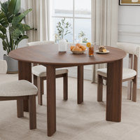 30“H Round Wood Dining Table Kitchen Table with 4 Legs by Ebern Designs