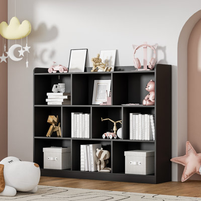 Ebern Designs White Cube Bookshelf, Wood Bookcase With 3 Tier Open Shelves, 10-cube Minimalist Storage Shelf For Living Room, 43.3" W X 35.4" H by Ebern Designs