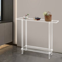 2 Tiers Freestanding Clear Acrylic Table With Open Shelves by Ivy Bronx