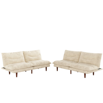 71" Convertible Corduroy Futons Sofa Folding Reclining Sleeper Sofa 2 Pcs A Set by Corrigan Studio