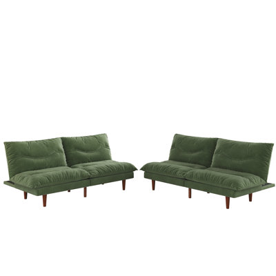 71" Convertible Corduroy Futons Sofa Folding Reclining Sleeper Sofa 2 Pcs A Set by Corrigan Studio