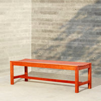 Armless Garden Bench, Patio Bench With Slatted Seat, 3-Seater Backless Bench by Lark Manor