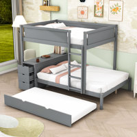 Kaleis Bunk Bed With Storage Drawers, Outlets, USB Ports And Safety Guardrails by Harriet Bee