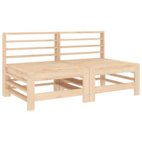 Ophelia & Co. Patio Middle Sofas 2 Pcs Solid Wood Pine by Ophelia & Co.