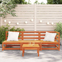 Ophelia & Co. Patio Sofa 3-Seater Solid Wood Pine by Ophelia & Co.