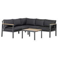 4 Piece Patio Furniture Set, Outdoor L-Shaped Sectional Sofa with Loveseats, Couch Corner, Table by Latitude Run