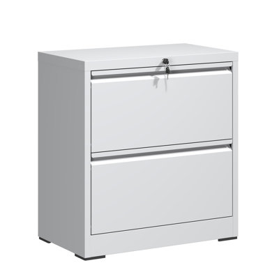 Modern 2-Drawer Lateral File Cabinet with Lock - Secure Steel Storage for Letter/Legal Files by Latitude Run