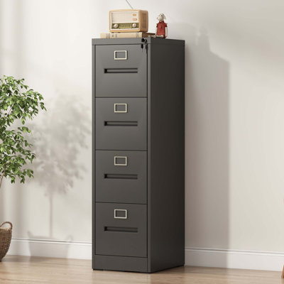 4 Drawer Metal Vertical File Cabinet with Label Frames & Lock - Professional-Grade Organization by Latitude Run