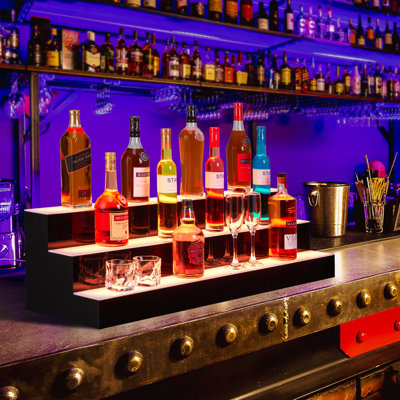 Wall-Mounted 3 Layer 40 Inches Lde Wine Cabinet With Remote Control - Dynamic Led Lighting by Ivy Bronx