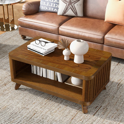 3-Piece coffee Table Set with Wood Legs and storage by Loon Peak