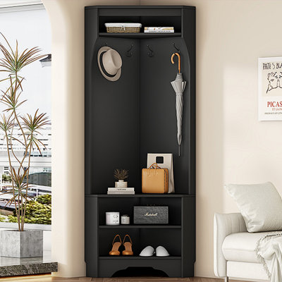 Minimalist Corner Hall Tree with Shoe Bench by Lark Manor