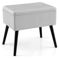 Velvet Vanity Stool Ottoman With Storage Solid Wood Legs Flip-up Top For Entryway by George Oliver