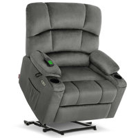 Bayani 27.2" Extra Wide Lay Flat Dual Motor Power Recliner Lift Chair with Massage and Heat, Infinite Position, Fabric