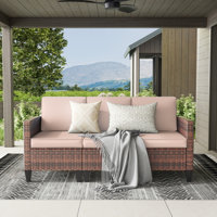 Kisner 78" W 3 - Person Outdoor Wicker Patio Sofa With Cushions by Ebern Designs