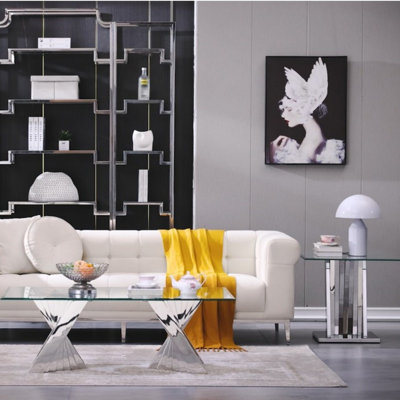 3 Piece Glass And Gold Living Room Table Set by Everly Quinn