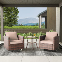 Kisner 3 Pieces Rocking Swivel Wicker Patio Chair With Cushions And Table by Ebern Designs