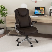 Ergonomic Office Chair Pu Leather Executive Swivel With Flip-up Armrests by Latitude Run