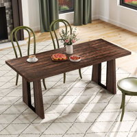 Elmon Rectangle Dining Table, Kitchen Table with Wooden Base by Millwood Pines