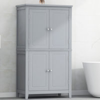 Elegant Bathroom Floor Storage Cabinet Bathroom Storage Unit, Freestanding Cabinet with 4 Doors by Lark Manor