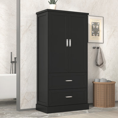 Tall Bathroom Storage Cabinet with Two Doors and Drawers by Latitude Run