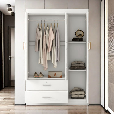 3-Door Mirror Wardrobe With Shelves by Latitude Run