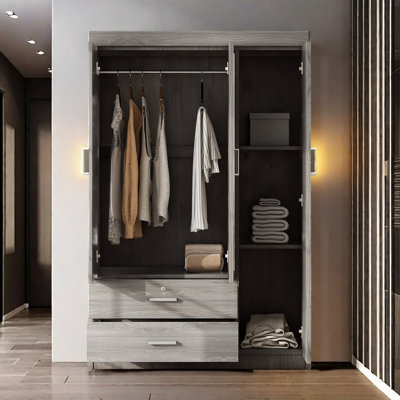 3-Door Mirror Wardrobe With Shelves by Latitude Run