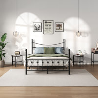Charlton HomeIndustrial Queen Bed Frame - Solid Black Metal Platform with Steel Slat Support (Wayfair Verified by Charlton Home
