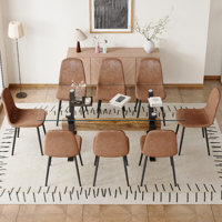 9-Piece Glass Top Dining Table Sets by Ivy Bronx