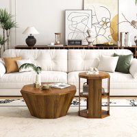 Rubber wood Octagonal Set of Two Coffee Table by Loon Peak