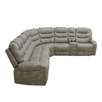 Grey Breathing Leather Electric Sectional Recliner Sofa Set by Ivy Bronx
