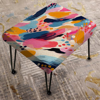 Pink And Blue Abstract Paint Stripes - Abstract Rectangle Ottoman by George Oliver