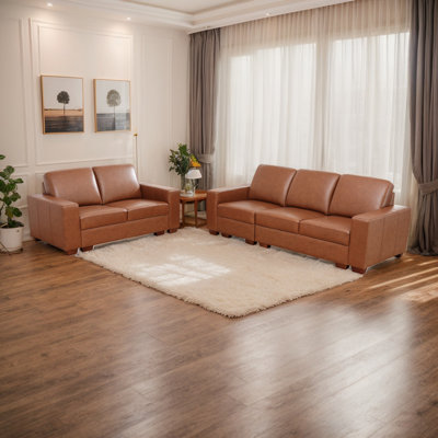 5-Piece Genuine Cowhide Leather Luxury Living Room Sofa Set by Latitude Run