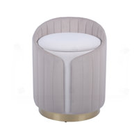 Mercer41 Plush Velvet Vanity Stool Ottoman with Storage, Taupe by Mercer41