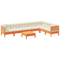 Hokku Designs 8 Piece Patio Sofa Set With Cushions Wax Brown Solid Wood Pine by Hokku Designs
