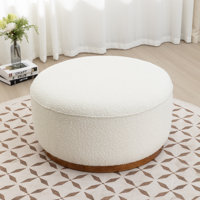Round Solid Wood Ottoman by Latitude Run