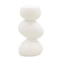 Serenade 22" Tall Outdoor Concrete End Table, White by Ivy Bronx