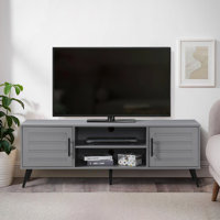 59 In. Wood TV Stand With 2 Storage Cabinets Fits TV