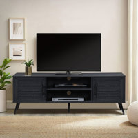 59 In. Wood TV Stand With 2 Storage Cabinets Fits TV