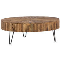 Guidan 42" Round Reclaimed Acacia Wood Coffee Table, Antique Brown by Loon Peak