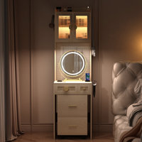 Makeup Vanity Set with LED Lights and Power Outlets by Ivy Bronx